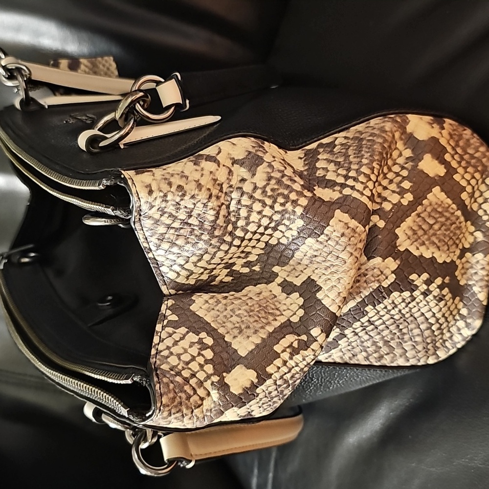 Coach F57507 Christie Carryall Shoulder Bag Python Snake Exotic Black Purse EUC - Picture 8 of 16